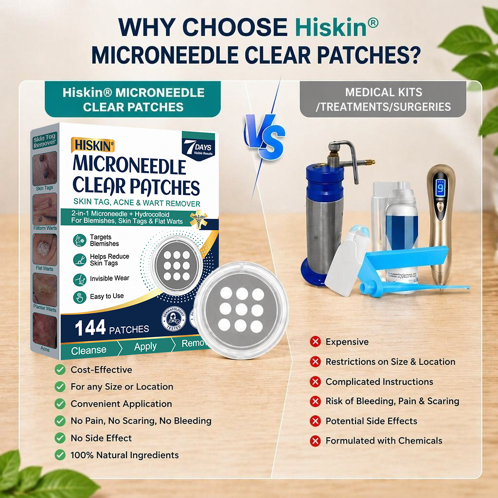 ✨【30%OFF only today】Hiskin ® 2-in-1 Microneedle & Hydrocolloid Patch🍀 | Removes raised moles, acne, flat warts, and skin tags | Helps improve wrinkles, scars, and blemishes | Invisible patches for face and body