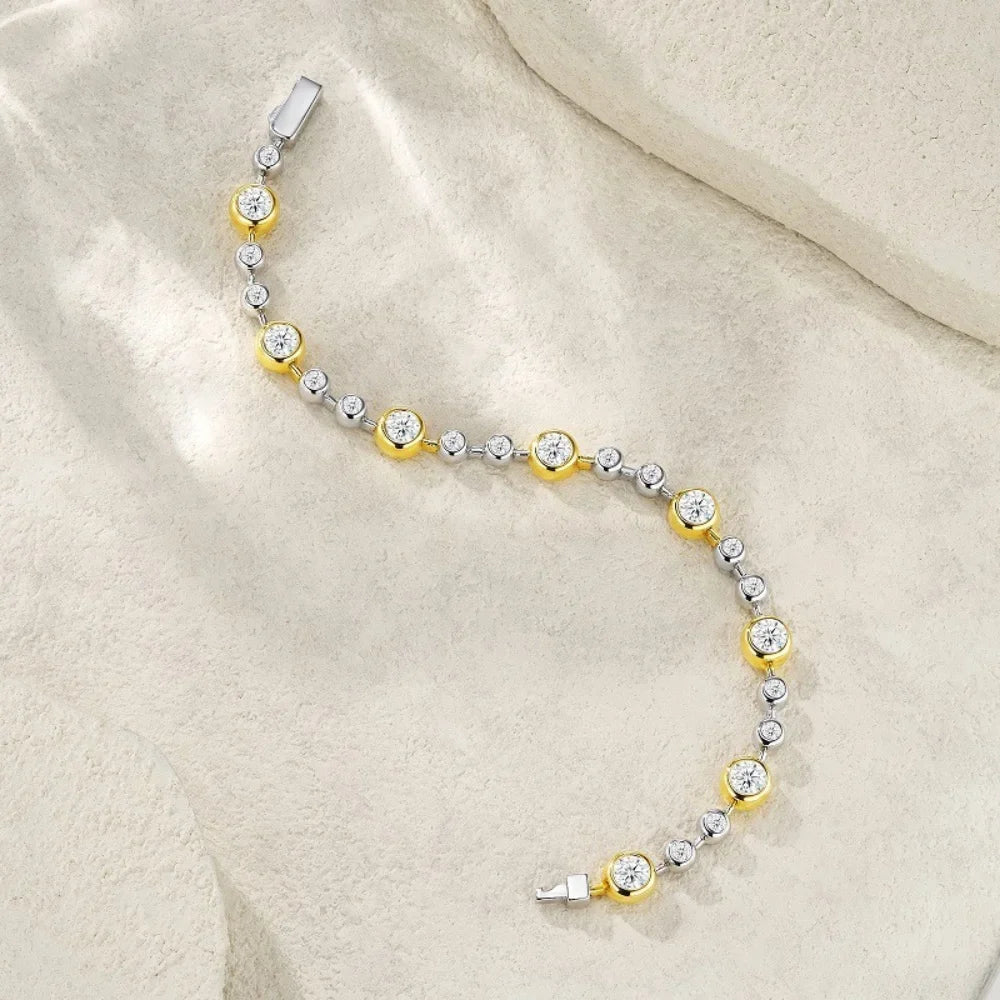 NKHOG 5mm Full Moissanite Bubble Bracelets For Women 925 Sterling Silver Double Color Diamond Bangle Party Jewelry GRA Wholesale